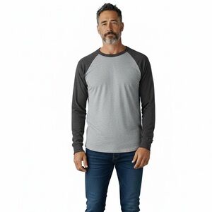 L.L. Bean Men's Raglan Gray Long Sleeve Shirt Mens Size Medium